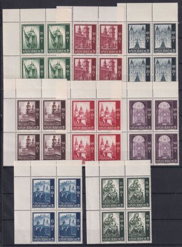 Österreich 885-892 postfrisch als 4er Blöcke Eckrand, z. T. gefaltet #OM102