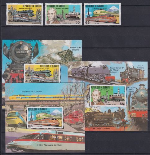 Dschibuti Block 36-38 + 300-302 postfrisch Lokomotiven #OM105