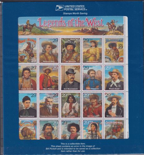 USA 2606-2511 + I + 2513-225 postfrisch als Zd-Bogen, Western Legenden #OM115