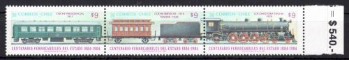 Chile 1033-1035 postfrisch Dreierstreifen / Eisenbahn #OE031
