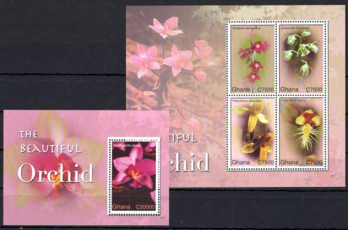 Ghana 3941-3944 und Block 486 postfrisch Kleinbogen / Blumen #OE074