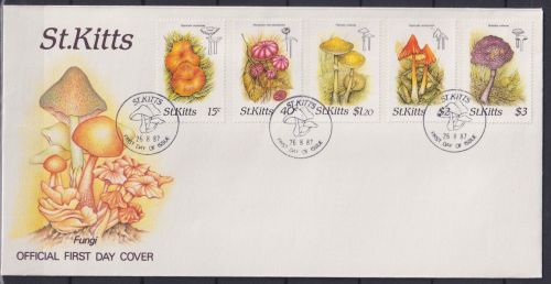 St. Kitts 213-217 gestempelt als FDC / Pilze #OE113