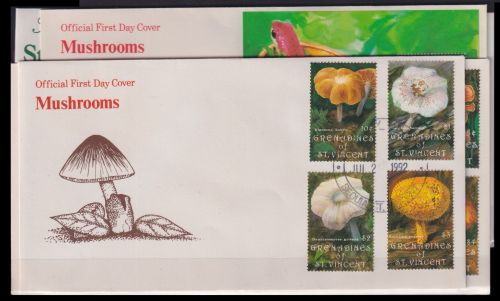 St. Vincent Grenadinen 915-926, Block 105-107 gestempelt als FDC / Pilze #OE121