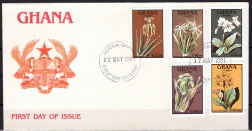 Ghana 1490-1494 gestempelt als FDC / Blumen #OE161