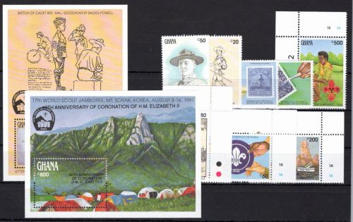Ghana 1501-1508 u nd Block 172 und 173 mit Falz Pfadfinder #OE162