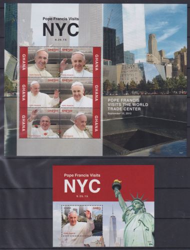 Ghana 4637-4642 und Block 574 postfrisch Kleinbogen / Papst #OE198
