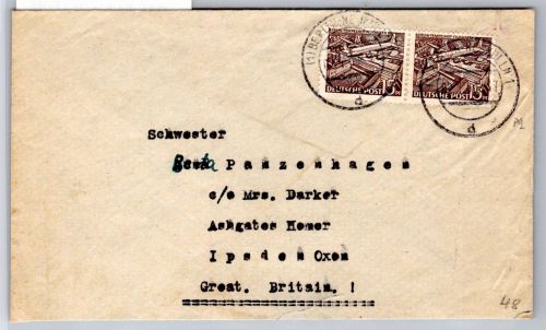 Berlin 48 auf Brief als Mehrfachfrankatur Ausland #OR106