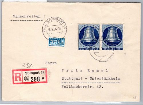 Berlin 78 auf Brief als Mehrfachfrankatur als waagerechtes Paar #OR156