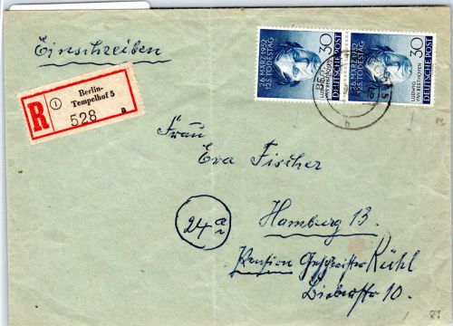 Berlin 87 auf Brief als Mehrfachfrankatur Einschreiben #OR173