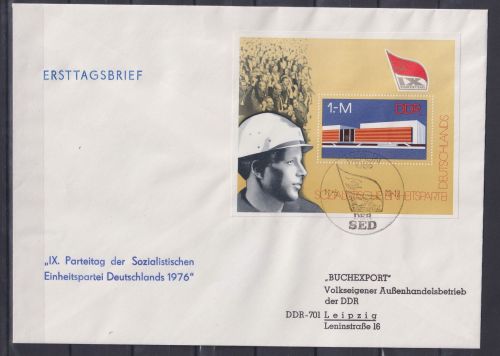 DDR Block 45 gestempelt mit ESSt auf Ersttagsbrief/ FDC SED-Parteitag #OM287