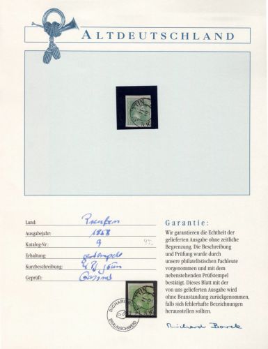 Preußen 9 gestempelt Borek Garantie #OT016