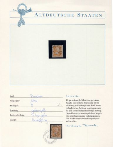 Preußen 8 gestempelt Borek Garantie #OT017