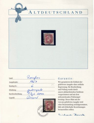 Preußen 6 gestempelt Borek Garantie #OT019