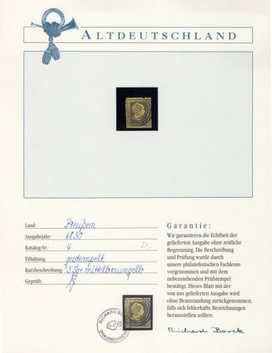 Preußen 4 gestempelt Borek Garantie #OT021