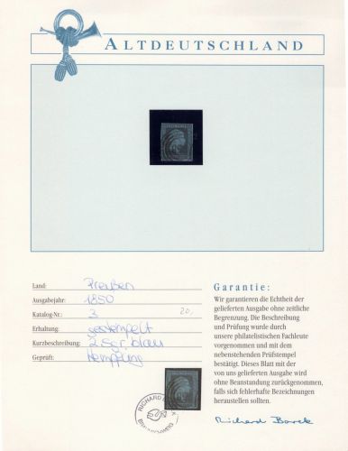 Preußen 3 gestempelt Borek Garantie #OT022