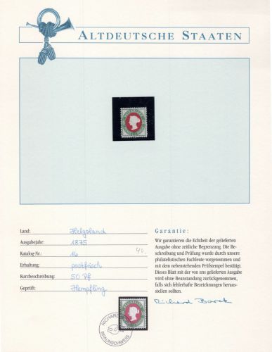 Helgoland 16 postfrisch Borek Garantie #OT067