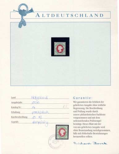 Helgoland 14 postfrisch Borek Garantie #OT069