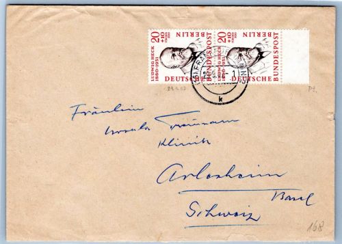Berlin 168 auf Brief als Mehrfachfrankatur Ausland #OR474