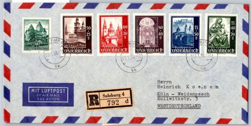 Österreich 888-892 u.a. auf Brief Sammlerbrief mit Aufgabeschein #OT330