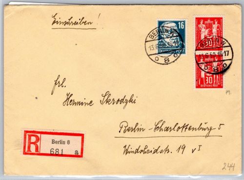 DDR 244 auf Brief als Mischfrankatur portogerecht #OT338