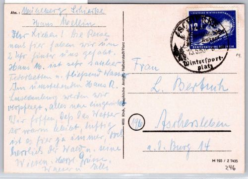 DDR 246 auf Postkarte als Einzelfrankatur portogerecht #OT345