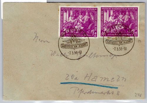 DDR 248 auf Brief als Mehrfachfrankatur portogerecht #OT348