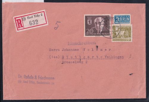 Berlin 115.123 auf Brief als Mischfrankatur Einschreiben #OT702