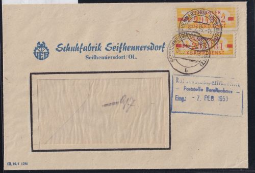 DDR Dienstmarken B 18 auf Brief als Mehrfachfrankatur ZKD Wertstreifen #OT714