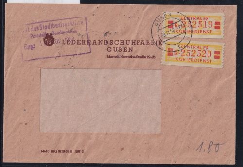 DDR Dienstmarken B 19 auf Brief als Mehrfachfrankatur ZKD Wertstreifen #OT719
