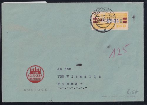 DDR Dienstmarken B 25 auf Brief als Einzelfrankatur ZKD Wertstreifen #OT741