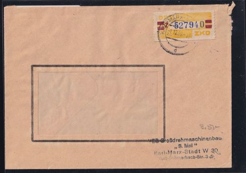 DDR Dienstmarken B 25 auf Brief als Einzelfrankatur ZKD Wertstreifen #OT745