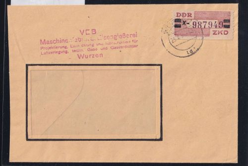 DDR Dienstmarken B 29 auf Brief als Einzelfrankatur ZKD Wertstreifen #OT754