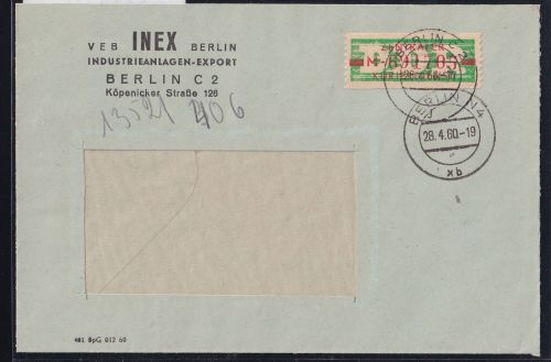 DDR Dienstmarken B 30 auf Brief als Einzelfrankatur ZKD Wertstreifen #OT757