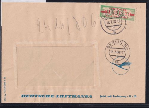 DDR Dienstmarken B 30 auf Brief als Einzelfrankatur ZKD Wertstreifen #OT758