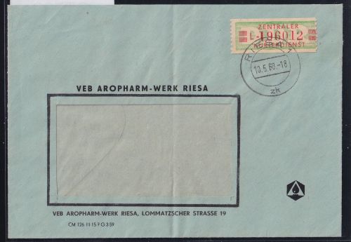 DDR Dienstmarken B 31 auf Brief als Einzelfrankatur ZKD Wertstreifen #OT760