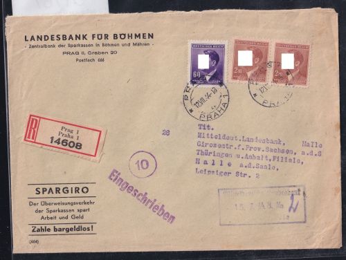 Böhmen und Mähren 93, 100 auf Brief Einschreiben #OT767