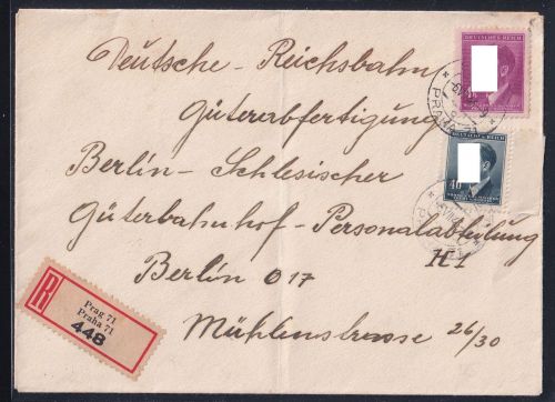 Böhmen und Mähren 91, 103 auf Brief Einschreiben #OT774