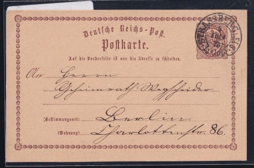 Deutsches Reich P 1 als Ganzsache Hufeisenstempel Strassburg #OT786