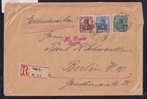Deutsches Reich 85, 87, 103 auf Brief Roter L 2 Stempel #OT787