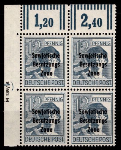 SBZ 186 DV/DZ postfrisch DV M 139 / 3, DZ 1 positiv #DAB64