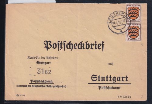 Französische Zone Allgemeine Ausgabe 3 auf Brief Mehrfachfrankatur #DAF04