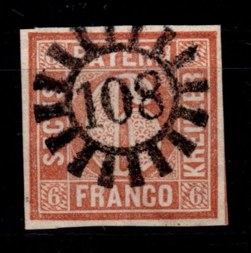 Bayern 4 I gestempelt gMr 108 "Germersheim" tiefst geprüft Brettl BPP #OU504