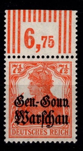 Deutsche Besetzung 1. WK Polen 9 c W OR postfrisch #OU620