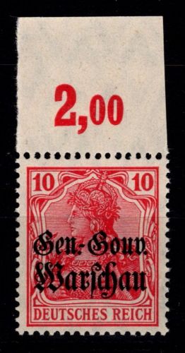 Deutsche Besetzung 1. WK Polen 10 a P OR postfrisch geprüft Hey BPP #OU621
