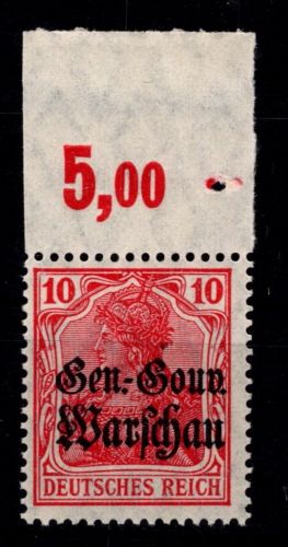 Deutsche Besetzung 1. WK Polen 10 c P OR postfrisch geprüft Hey BPP #OU622