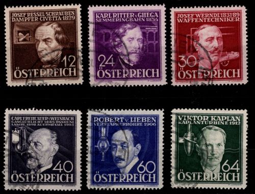 Österreich 632-637 gestempelt Erfinder #DAE17