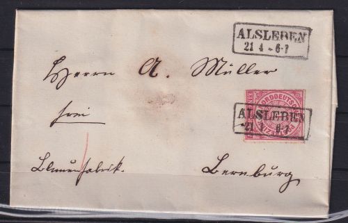 Norddeutscher Bund 4 auf Brief aus Alsleben #DAE29