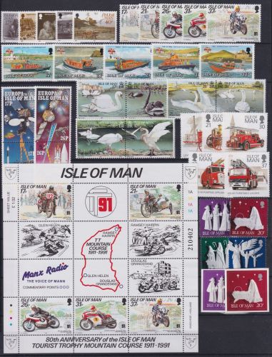 Großbritannien Isle of Man Jahrgang 1991 postfrisch ohne 457-458,Block 16 #OU219
