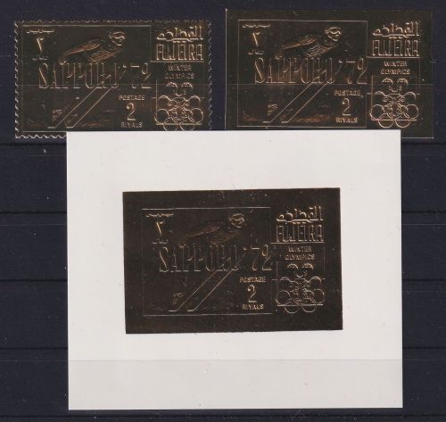 Fujeira 354 A+B und Block goldbeschichtet postfrisch #DAG59