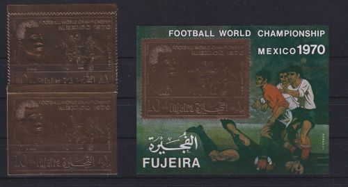 Fujeira 601 A+B und Block 37 postfrisch Mexico Fußball WM 1970 #DAG72